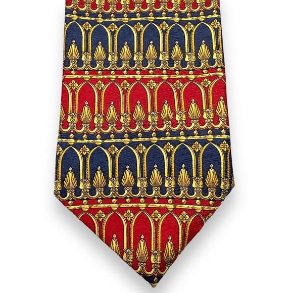 Tutto Matto Mens Silk Dress‎ Tie Made in Italy Gold Geometric Pattern 60 3.75 - Picture 5 of 10
